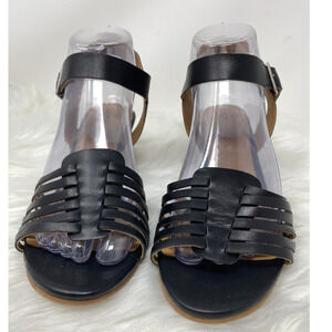 Susina Summer Vacation Cruise Sandal Wedge Terra Black Leather 8.5M